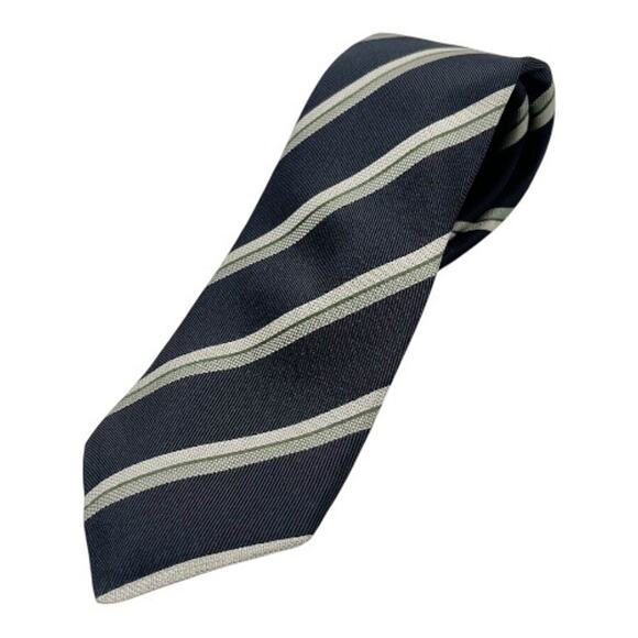 John Varvartos Star Luxe Men Blue Striped 100% Silk Necktie Made in USA - Picture 1 of 7